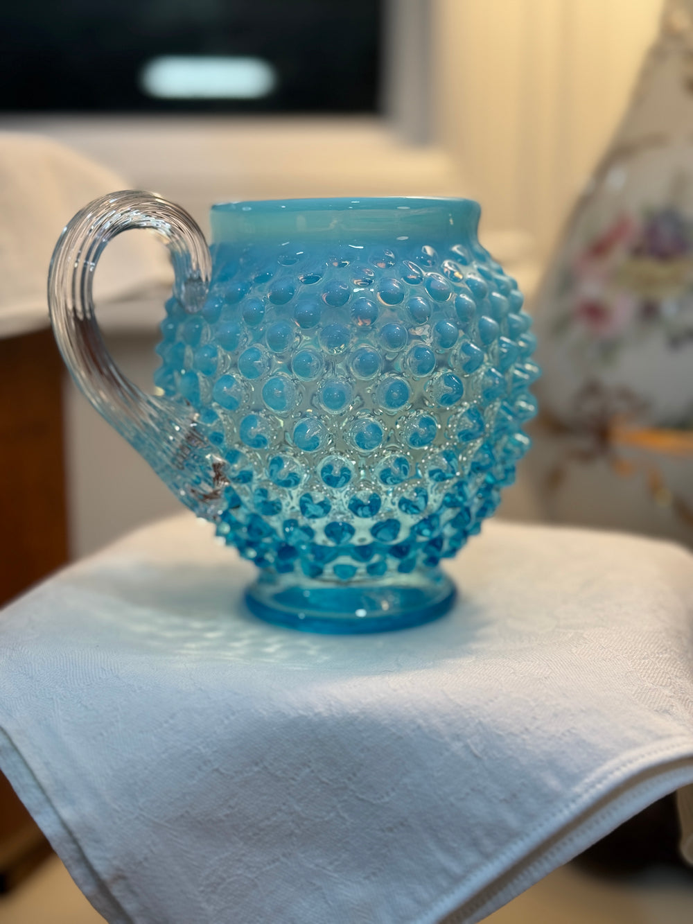 Fenton Hobnail Pitcher - Blue