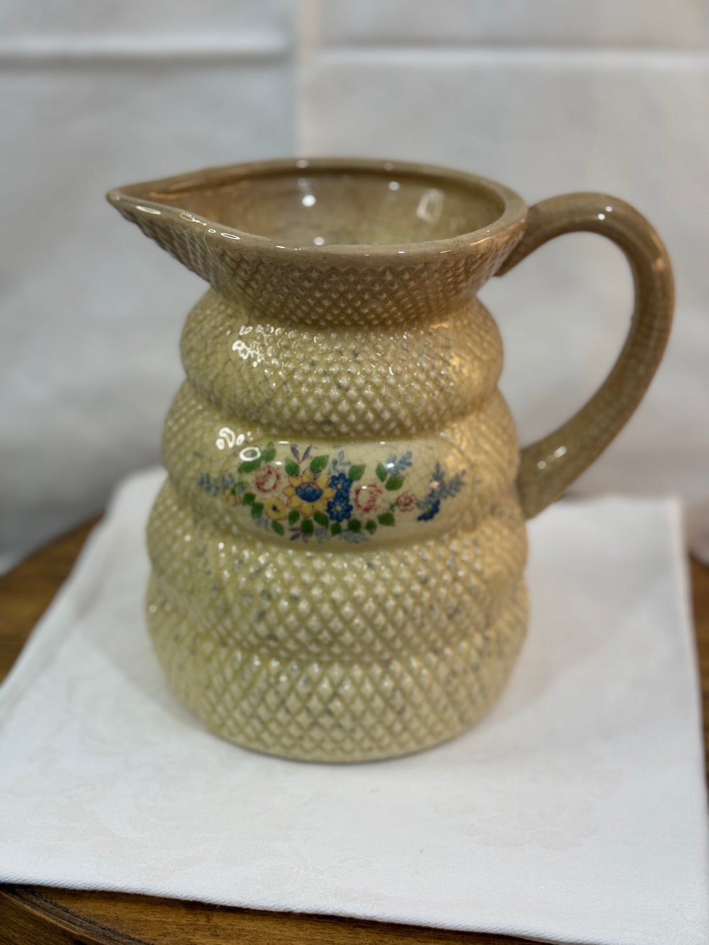 Pitcher with Blue/Yellow Flowers